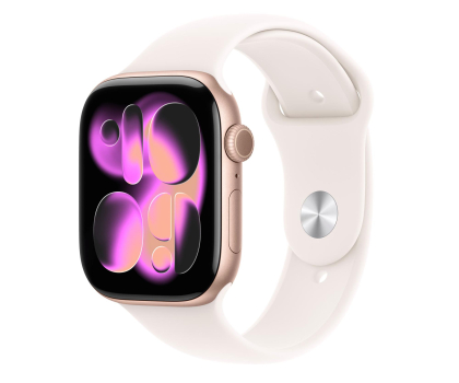 Smartwatch APPLE Watch Series 11 GPS + Cellular 42mm Aluminiowa koperta (różowe złoto)/ Sportowy pasek (łagodny róż) - rozmiar S/M
